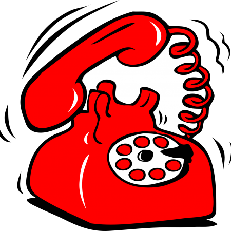 A red phone ringing off the hook.